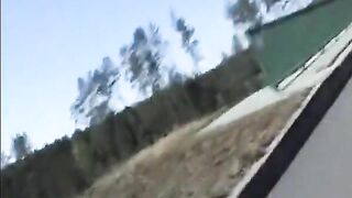 Jacking and cumming on a bridge over the highway
