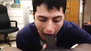 White Mexican Young Boy Sucking Black Cock Eating Cums 2