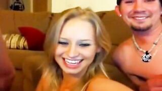 Sexy blonde fack two cock