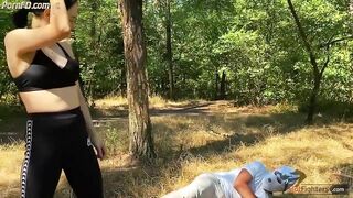 Katka ballbust and crush a mans groin